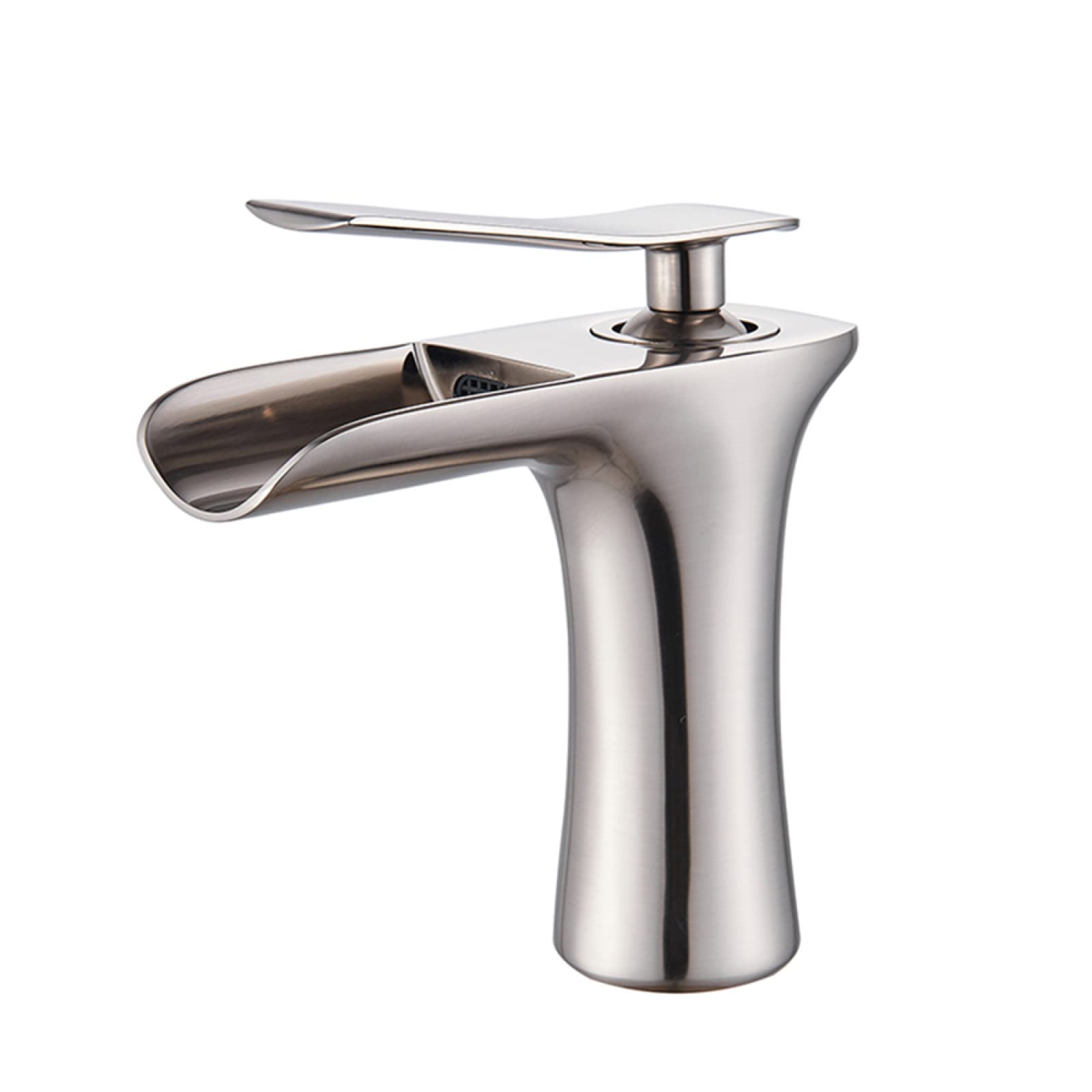 ZQFHSX Bathroom Sink Faucet Waterfall, Brass, Hot and Cold Mixer Tap Faucet, Single Handle Waterfall Faucets, Gold, Short(Brushed,Short) LWX