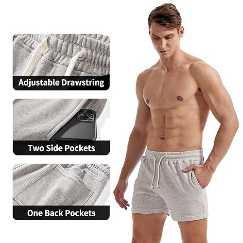 AIMPACT Mens Athletic Sweat Shorts 5 Inch Elastic Waist Casual Pajama Short with Pocket Gym Workout Short Shorts for Men3