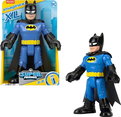 Fisher-Price Imaginext DC Super Friends Batman XL - Figura articulable de 10 pulgadas para preescolar a partir de 3 años, negro y azul