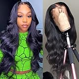 Arlalgce Body Wave Lace Front Wigs Human Hair - 13x4 Swiss Lace Front Wigs Pre Plucked with Baby Hair, 150% Density Brazilian Virgin Human Hair Lace Front Wigs for Black Women Natural Color (22 inch)