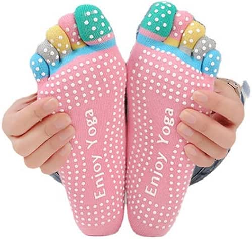 4 Pairs Full Toe Non Slip Skid Yoga Socks with