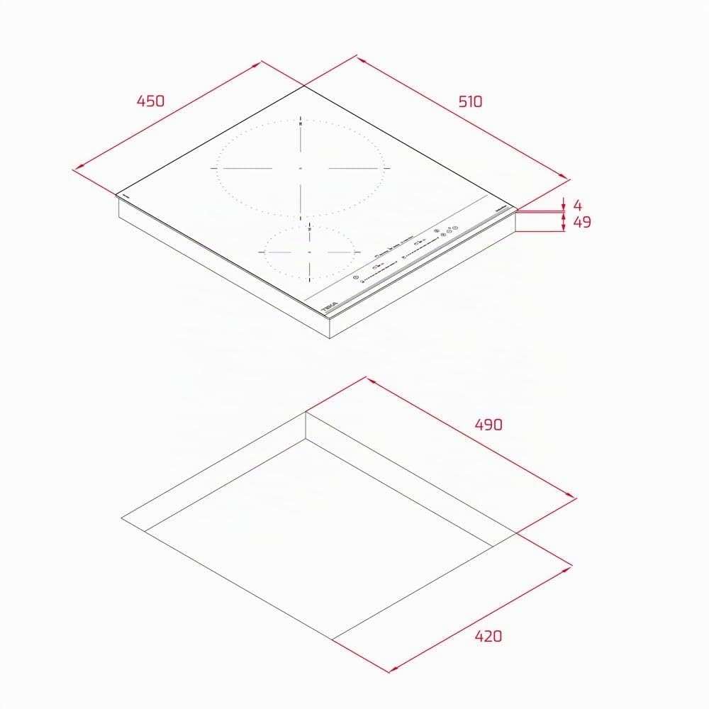 TEKA Placa Inducción 45 cm, 2 Zonas, Touch Control MultiSlider, Función Power Plus, Stop & Go, Modo Silencio, Seguridad Avanzada, Modelo IZC 42400 MSP