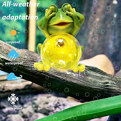 Vcdsoy Garden Frog Decor Figurines, Solar Lights Outdoor Decorative Waterproof Cute Garden Sculptures & Statues For Patio Yard Lawn Clearance Ornaments (1 Pack) #TOP4