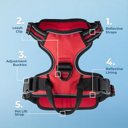 Image of Voyager Dual Attachment No Pull Harness - Red, X-Large | 28 - 37 inch in Chest, No Pull Dog Harness, Fully Adjustable, 3M Reflective Technology, Front & Back D-Rings, Walking & Training