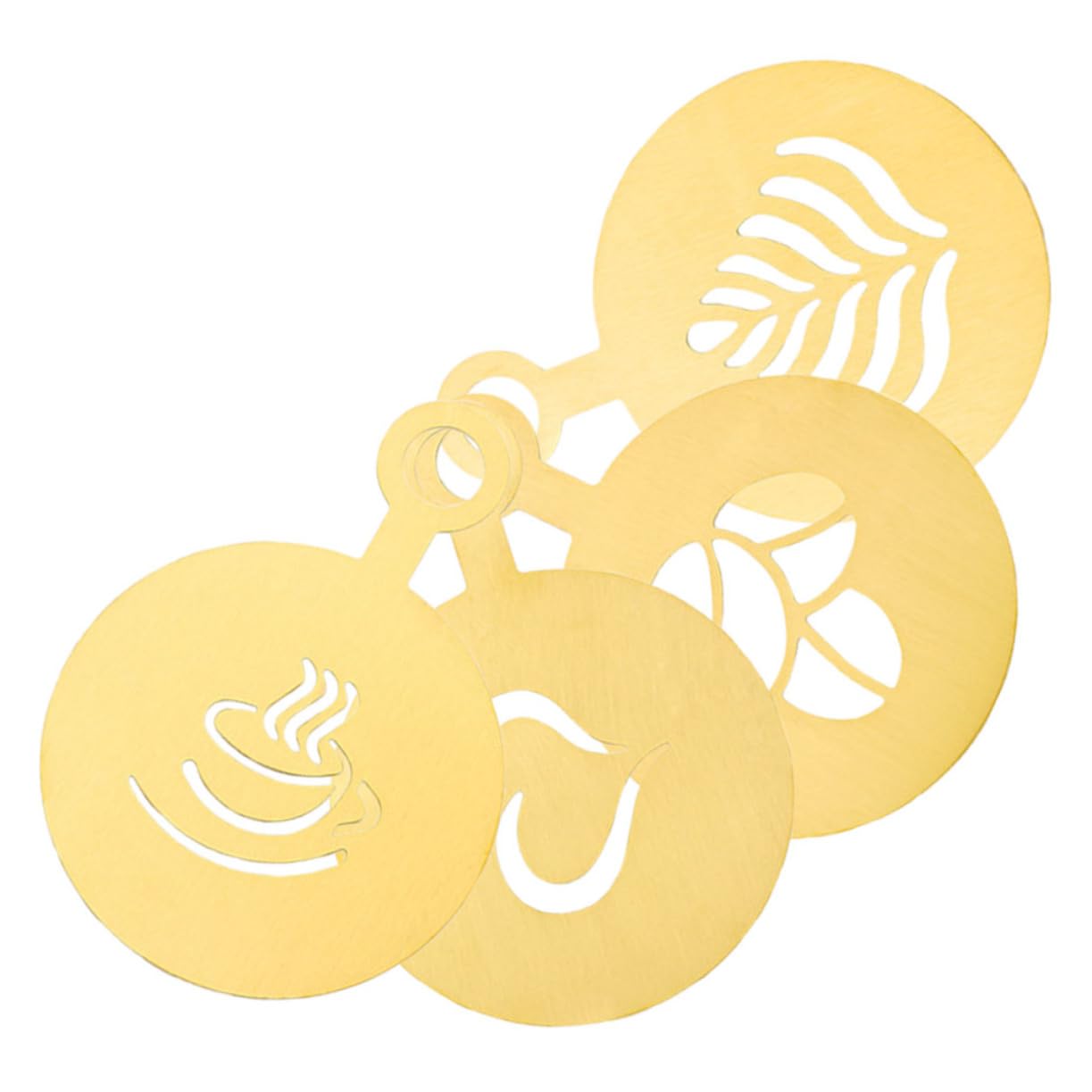 Hemobllo 4pcs Stainless Steel Latte Art Stencils for Oatmeal Decoration Multi Use Templates for Cake Cookie Design Easy to Clean Versatile Baking Tools with Hanging Holes