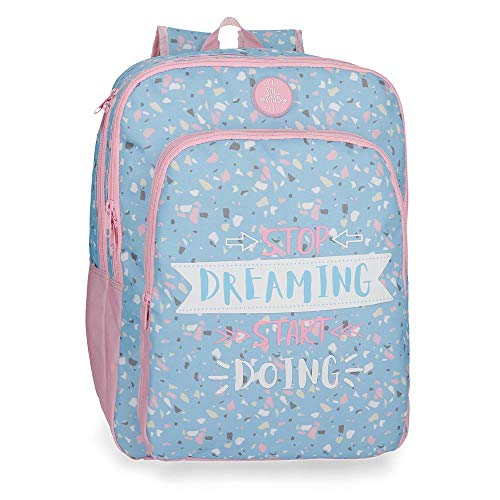 Roll Road Dreaming: Mochila Escolar con Doble Compartimento  42 cm  Azul
