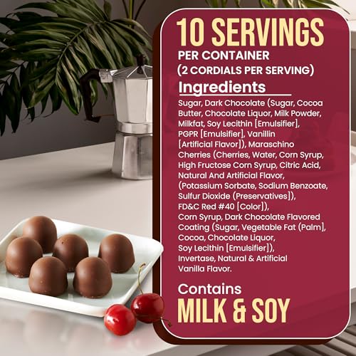 Queen Anne Dark Chocolate Covered Cordial Cherries | 13.2 oz | 20 Piece Gift Box | Whole Maraschino Cherry Creamy Filled Liquid Center | Holiday Party Chocolate Candy