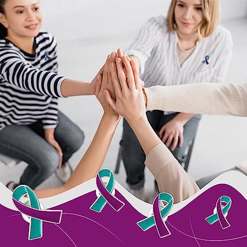 Batiyeer Suicide Prevention Awareness Ribbon Pin Bulk, Teal Purple Awareness Ribbon Pin for Souvenir Series Gift, Party Favor4
