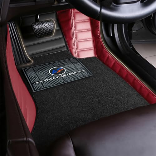 Image of Autofurnish Combination 9D Car Mat Full Set for Mahindra XUV 7XO (7 Seater) 2026 || Luxury Leather Dual-Stitch Full Set 9D Car Floor Mat || 100% Waterproof || Color : Black FL-Cherry