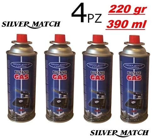 Cartuccia/Bombola/Bomboletta 4 pezzi gas Butano 220g - Silver Match Camping