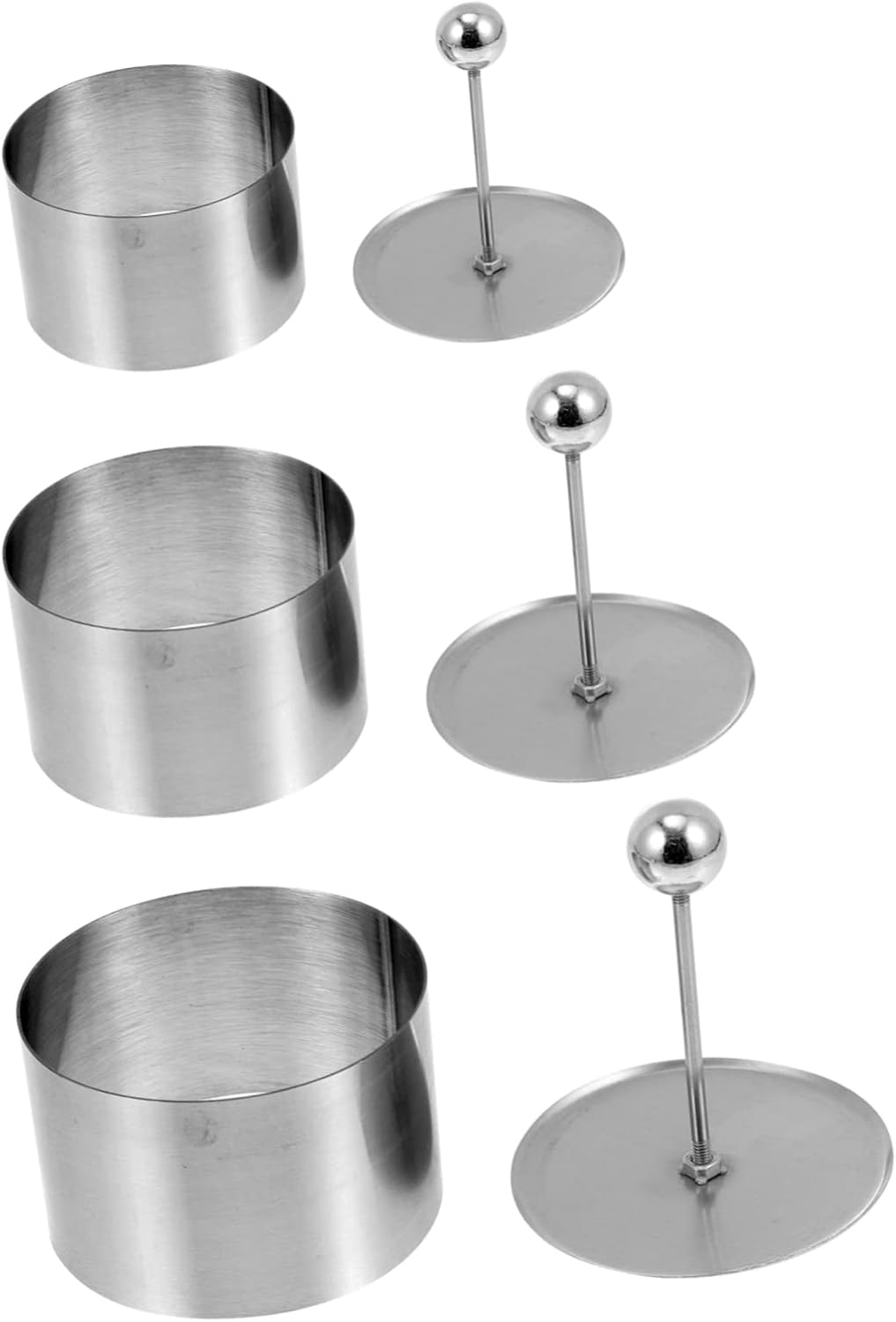Round Stainless Steel Cold Dish Molds Set 3-Piece Kitchen Accessory for Elegant Cold Platter Presentation for Catering and Entertaining