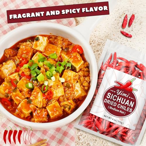 Image of Yimi Dried Chili Peppers 6 Pack Bundle - Arbol, Guajillo, Thai, Sichuan Medium Hot, Sichuan Super Hot, Guizhou, Super Pack of Dry Whole Pepper Chiles (24oz Total), Ideal for Gift