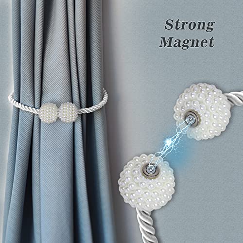 image for Hion Magnetic Curtain Tiebacks Golden 2pcs, Curtain Tiebacks Buckles H