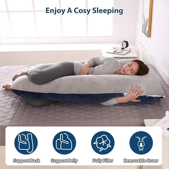 Image of Mom,s Choice Full Body Pregnancy Pillows, Maternity Pillow for Sleeping Support for Legs, Back, Neck, Shoulder, Hips, Belly for Pregnant Woman, 57 inch Prenancy Pillow
