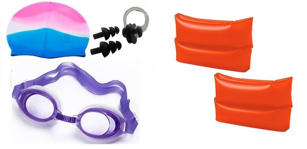 Indigo Creatives Kids Boy Girl Swimming Kit with Arm Bands Goggles Cap with Free Ear Plug (B07BF6LC5Z) Amazon Price History, Amazon Price Tracker