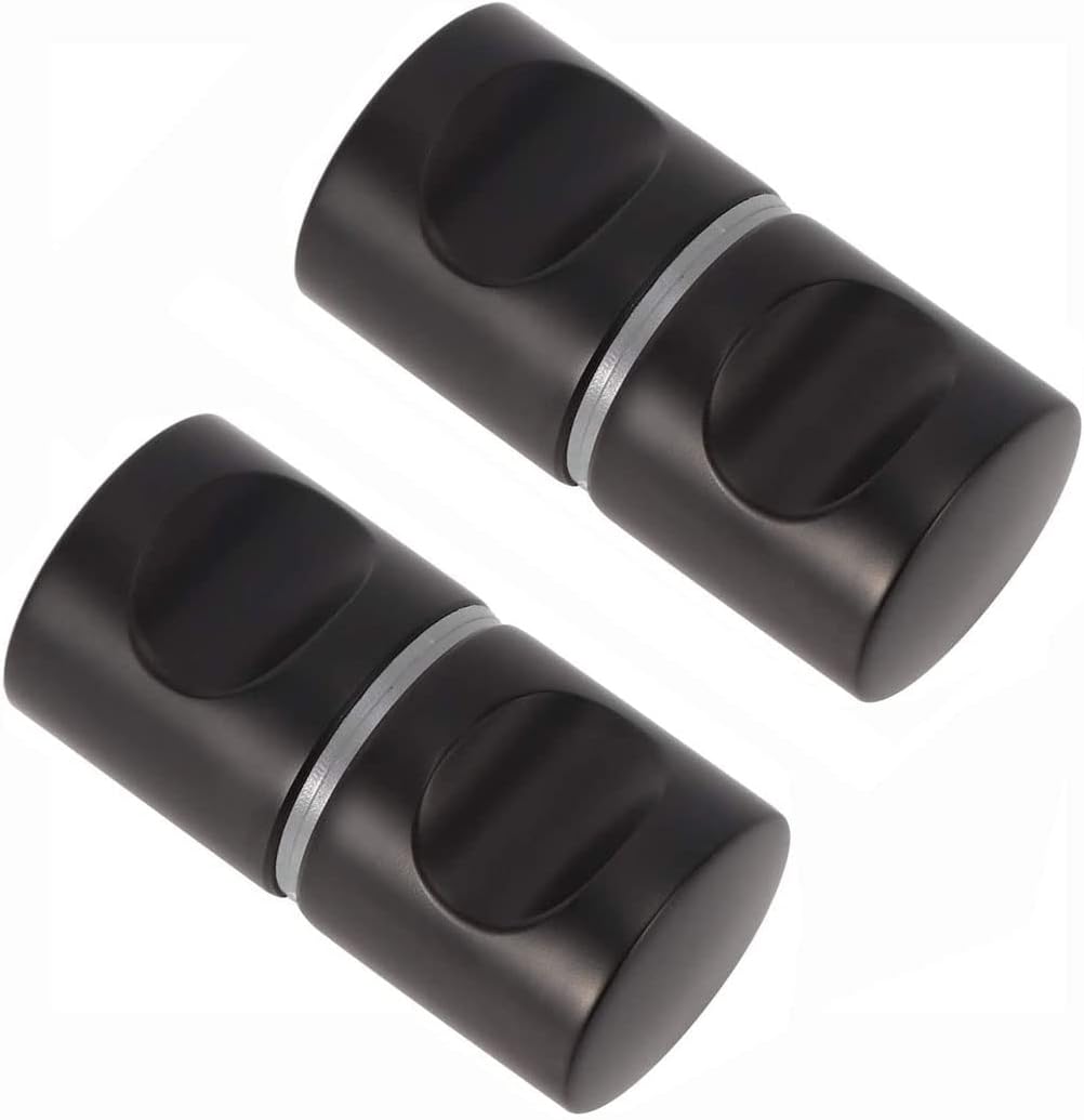 2pairs Shower Door Handle knob, Aluminum Alloy Back-to-Back Door Knob, Hardware for Home Bathroom Shower Room Office Matte Black