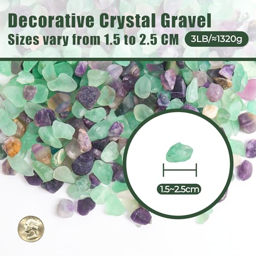Image of T4U Fluorite Aquarium Gravel Rocks 3 Lbs, Crystals Chip Bulk for Fish Tank, Decorative Pebbles Bulk for Plants, Vase Filler Stones, Natural Quartz Chips Stones for Decoration, Healing Crystal