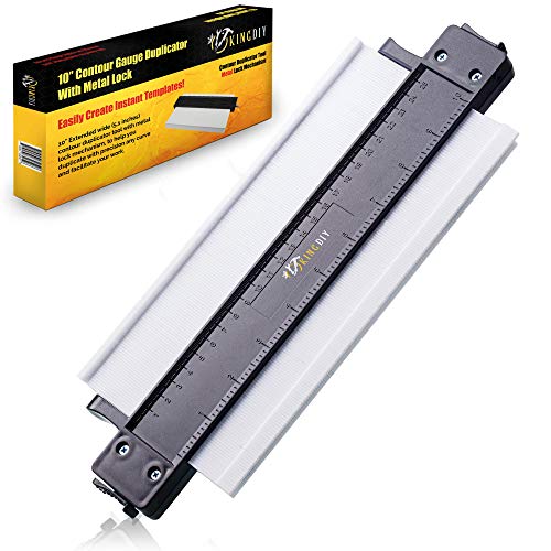 Contour Gauge Profile Tool with Lock - 10 Inch Contour Gauge Duplicator with Pin Supports - Rustproof ABS Construction - Precision Profiling Tool for Wood Working, Flooring Jobs, and Around the House