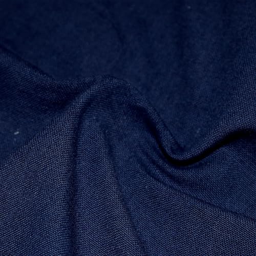 Image of HOME COLORS.IN Cotton Plain 6 Seater Table Cover - Machine Washable - Durable - Dining Table Cloth - 60 x 84 Inch - Navy Blue
