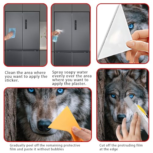 Image of 14.6x32.3 Inch Trash Can Cover Wolf in Forest Design Outdoor Garbage Bin Decoration Sticker Wrap