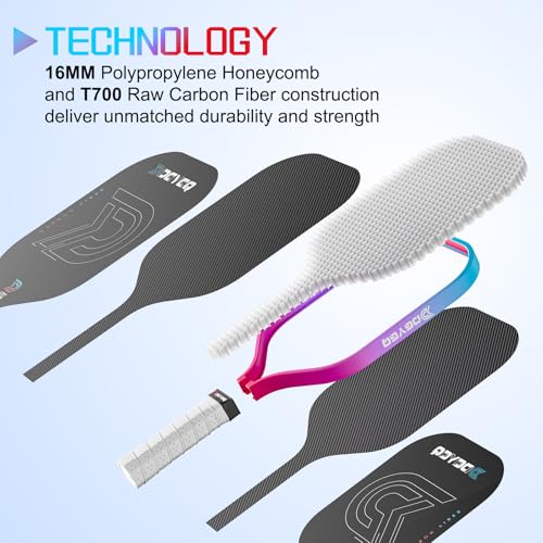 Image of DGYGQ Pickleball Paddles with Polypropylene Honeycomb Core, T700SC Power Carbon Fiber Pickleball Paddle, Increased Power for Ultimate Spin & Consistency