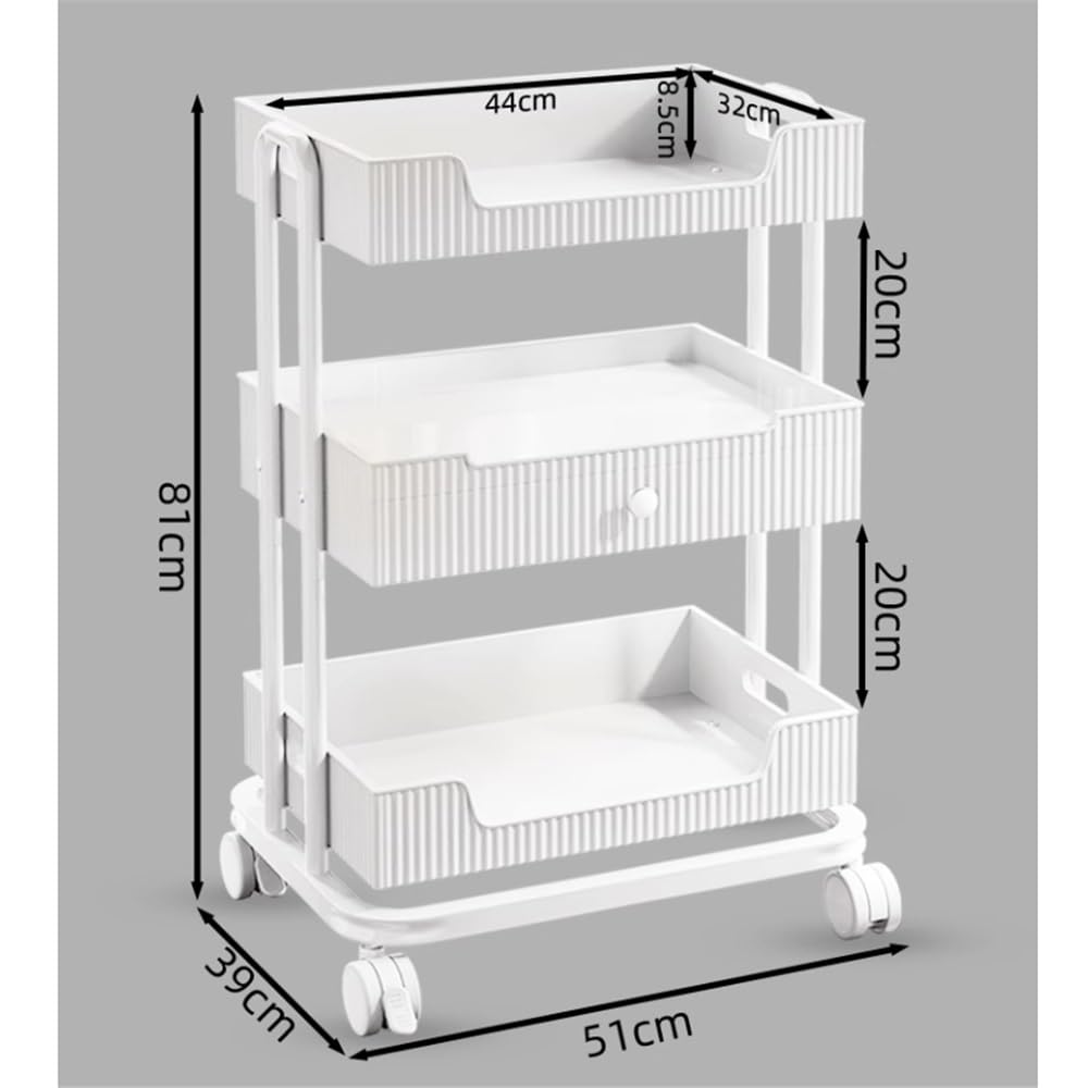 carrello mobile per salone Scaffale portaoggetti for parrucchieri, piccolo carrello for estetica, attrezzature e strumenti specializzati for saloni(Beige)