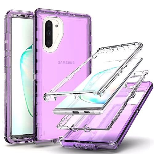 YmhxcY Galaxy Note 10 Case, Drop 3 Layer Durable Cover (No Screen Protector) Solid Rubber Case / 16ft Test Clear Case for Samsung Galaxy Note 10-Transparent Purple