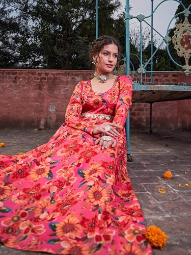 Image of Shae by Sassafras Women Floral Poly Muslin Anarkali Kurta