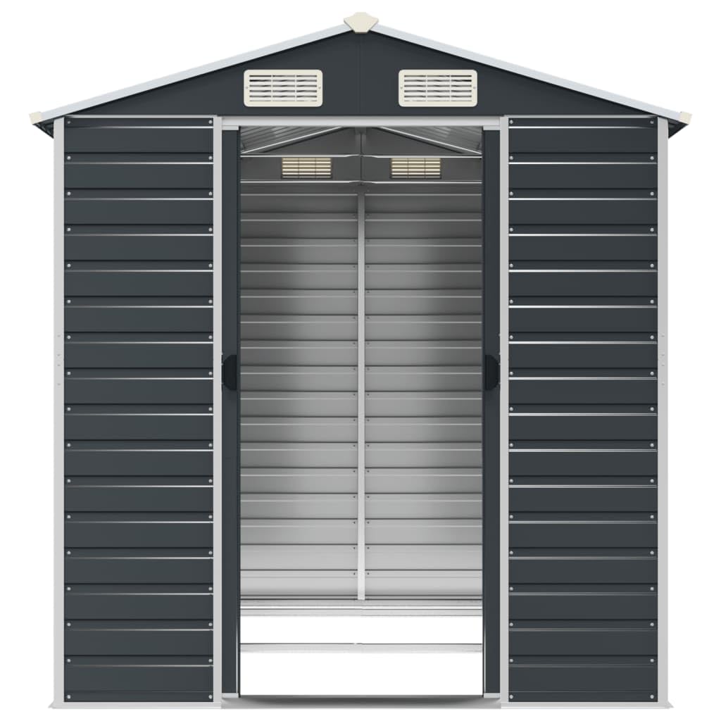 Gerätehaus Geräteschuppen Gartenhaus Garten Schuppen Metallgerätehaus Wetterfester Gartenschuppen für Fahrrad & Gartengeräte Anthrazit 191x215x198 cm Verzinkter Stahl