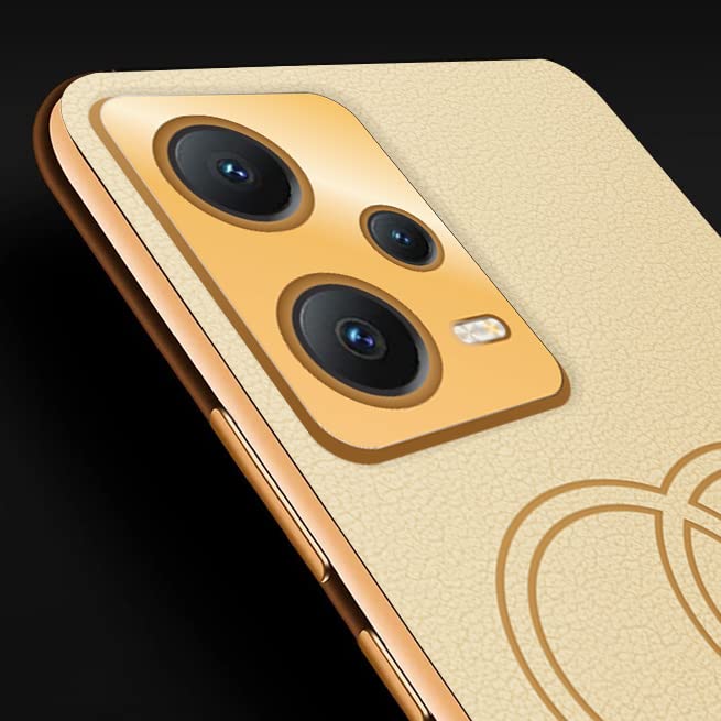 Image of Vaku Luxos Skylar Back Cover Case for Xiaomi Redmi Note 12 Pro 5G / Note 12 Pro+ 5G with Leather Pattern Design Gold Electroplated Soft TPU Cover| Shockproof Protective Case - Gold