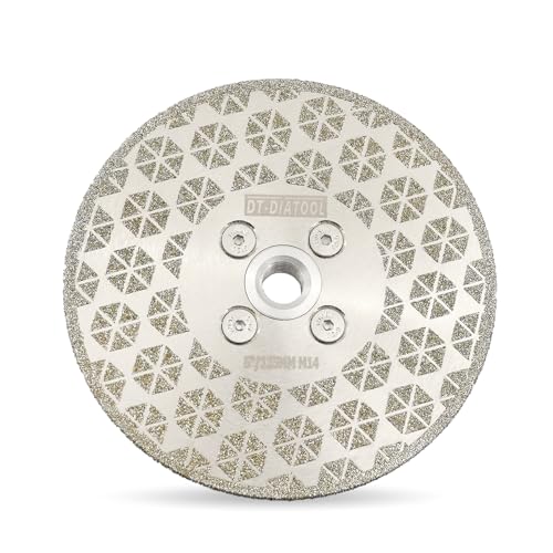 DT-DIATOOL Disco diamantato per taglio e smerigliatura, 125 mm x M14, flangia con filettatura singola elettrolitica, lama diamantata per granito, marmo e piastrelle in pietra naturale