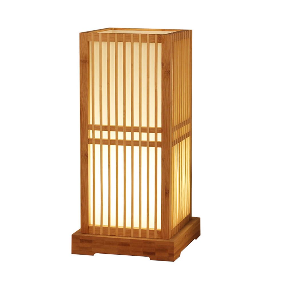 Jadssox Tischlampen aus Bambus, quadratisch, Nachttischlampe, Bauernhaus, Schreibtischlampe, Nachtlicht, Tisch-Nachttischlampen im japanischen Stil, Akzentlampe für Schlafzimmer, Teestube, Café, Büche