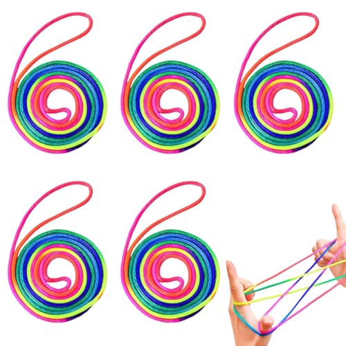JUGUTA 5 Stück Fingertwist Kinder,Fadenspiel Mitbringsel,Gummi Twist Spiel Gastgeschenke,Fadenspiele Für Kinder,Mitgebsel Kindergeburtstag 6-10 Jahre,Schultüte Füllung Ideen,Fingerspiel Aways