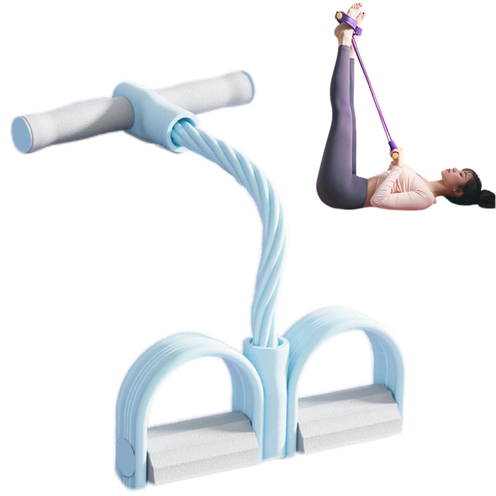 21 Fitness Resistance Bands-4/6 Tube Pedal Ankle Puller,2025 New Stretch Bands for Exercise, Sit Up Exercise Equipment with Handles, for Abdomen/Waist/Arm/Leg Stretching Training (Blue, Six Tubes)