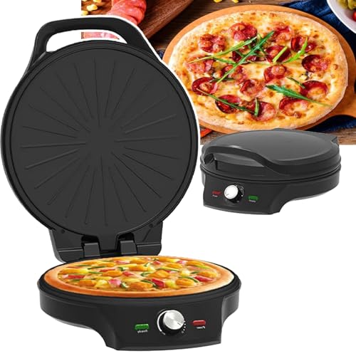 XSDAJSD Four à Pizza électrique Multifonction d'intérieur de 12 Pouces - Chauffage Double Face avec température réglable, revêtement antiadhésif Facile à Nettoyer pour Cuisine et Pizzeria