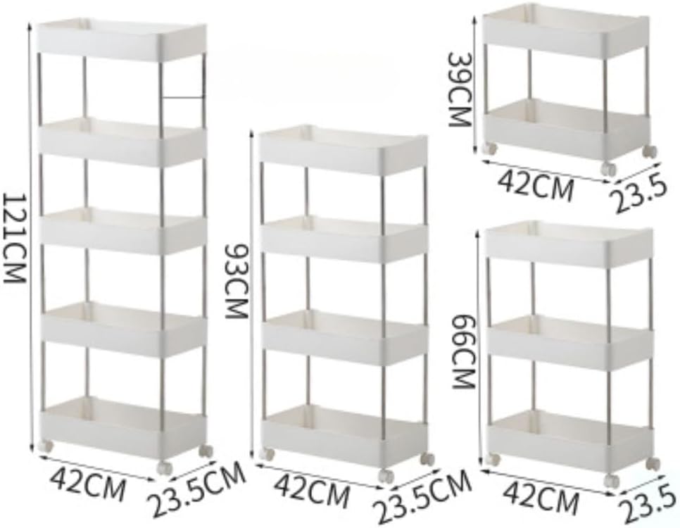 キッチン収納台車 スライド式ペットボトル収納台車 トラッカー式収納台車 4段 ホワイト キャスター付 冷蔵庫横 キッチン/トイレ/ラ
