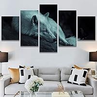 SIGNWIN 5 Panel Canvas Wall Art Animals Black and White Dramatic Group Modern Artwork for Home Decorations Ready to Hang - 60