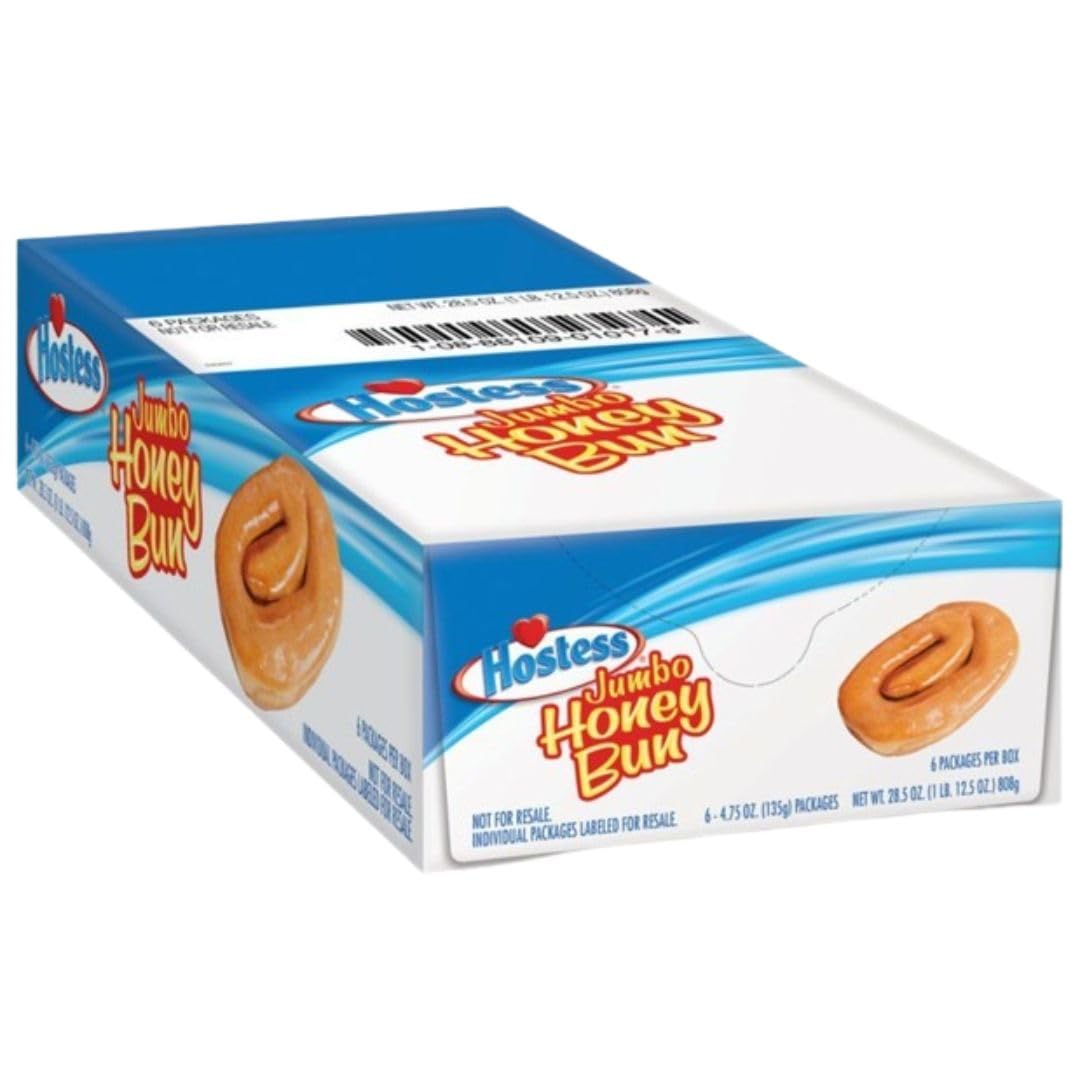 The Snack Store Bundle Hostess Jumbo Glazed Honey Bun, 4.75 Ounce, 2 Boxes of 6 Count, 12 Total Honey Buns!