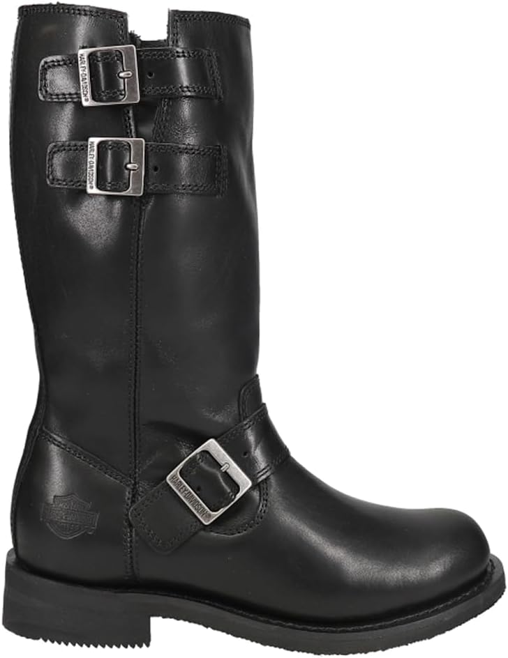Harley-Davidson Womens Barlyn 11 Inch Zippered Motorcycle Casual Boots Mid Calf Low Heel 1-2" - Black