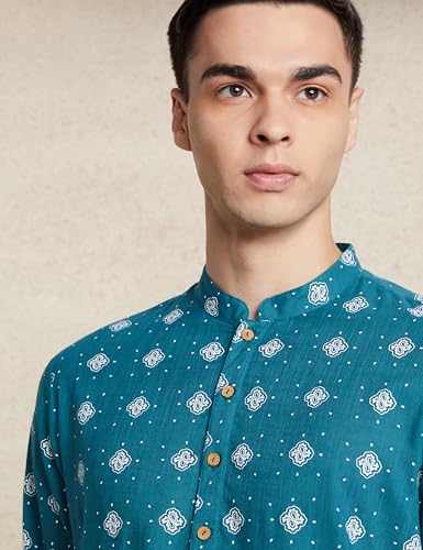 Image of Amazon Brand - Symbol Men's 100% Cotton Everyday Mid Length Casual Kurta - Regular Fit (Available in Plus Sizes)