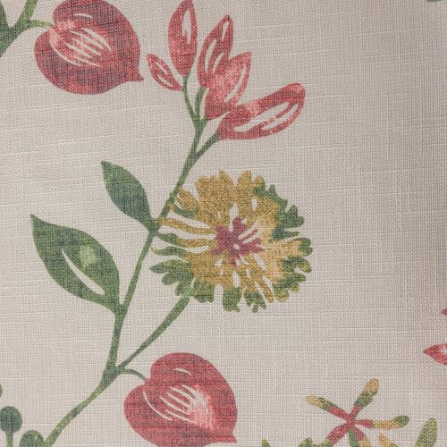 Image of SUOUO Red Jacobean Floral Semi Sheer Curtains 96 Inches 2 Panels Rod Pocket
