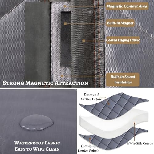 Magnetic Door Curtain - Thermal Insulated Weatherproof Screen Door for AC & Heater Rooms, Detachable Cover for Living Room, 39.4"x82.7", Brown