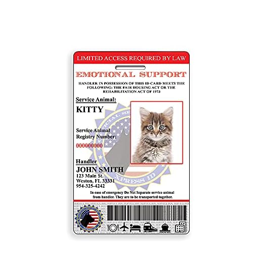 Holographic Custom Emotional Support Animal Feline/Cat ID with Registration to Service Animal Registry - QR Code Ready