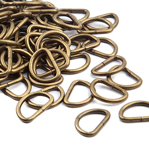 Bronagrand 100 Pieces 1/2Inch Metal Bronze D Ring Buckles D-Ring Loop For Handbag Purse Clothes Diy Accessories #TOP2