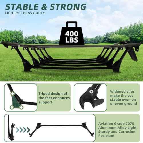 Elevon Camping Cot, 28\" Extra Wide Sleeping Cot, Portable Folding Tent Camping Bed, Compact for Outdoor Travel, Base Camp, Hiking, Mountaineering, Lightweight Backpacking, 400lb Capacity - Thumbnail 4