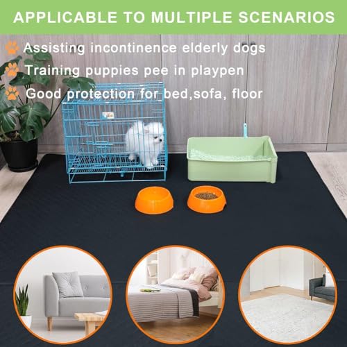 Image of Washable Pee Pads for Dogs 72 inchx72 inch Reusable Puppy Pads Extra Large, Waterproof Pet Training Pads Leakage Non-Slip, Dog Pee Pads Whelping Pads for Playpen, Crate, Sofo, Car, Bed