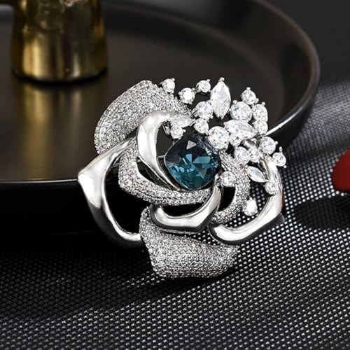 Image of Flower Brooch Pin - Rhinestone Flower Pin 18k Gold Plated - Thanksgiving Day, Birthday, Wedding Gifts for Mom, Wife