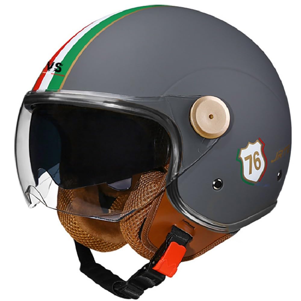 Wzggteam Unisex O Motorbike Pen Face Helmet, Motorcycle Jet Helmet With Anti-Scratch And Uv-Protective Visor, Scooter Motorcycle Crash Jet Helmet For Men Women, Ece 22.06 Approved