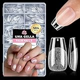 UNA GELLA Capsule Americaine Ongle Coffin Court, 504 Pièces 12 Tailles Capsules Ongles Full Cover Faux pour DIY et Salon à Domicile, Nail Art Facile à Poser