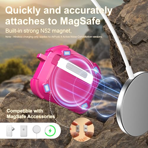 Image of RFUNGUANGO for AirPods 5 /4 Case (2026 /2024) with Lock, Rose Red